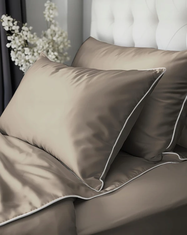 Pościel GŁADKA MAKOSATYNA kołdra 160cmx200cm + 2xpoduszka 70cmx80cm TAUPE