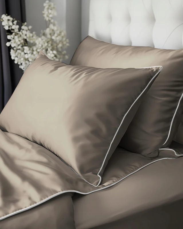 Pościel GŁADKA MAKOSATYNA kołdra 160cmx200cm + 2xpoduszka 70cmx80cm TAUPE