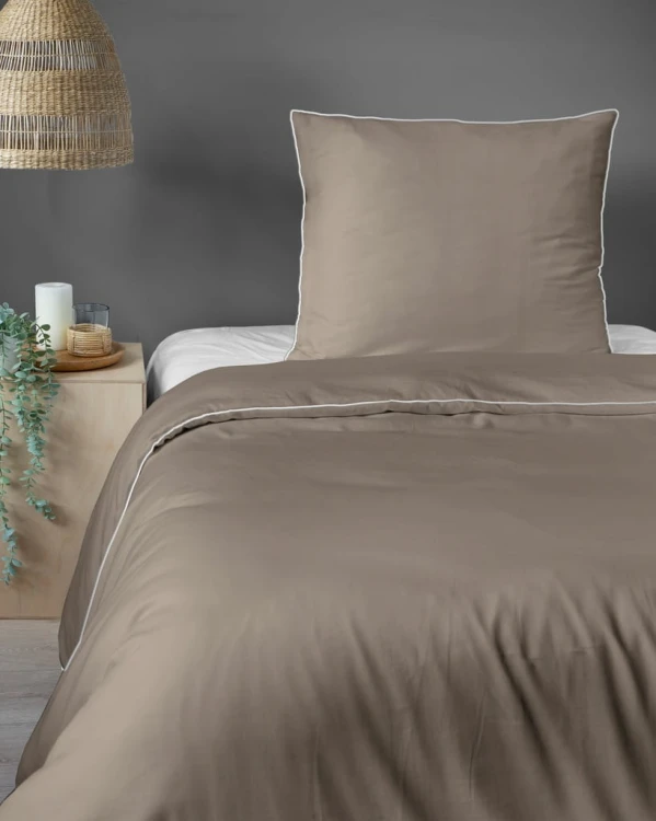 Pościel GŁADKA MAKOSATYNA kołdra 160cmx200cm + 2xpoduszka 70cmx80cm TAUPE