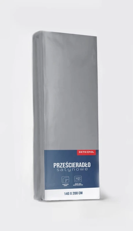 Prześcieradło satynowe z gumką 180cm x 200cm CIEMNY SZARY