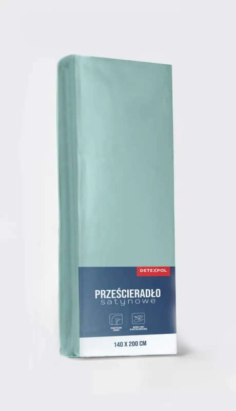Prześcieradło satynowe z gumką 180cm x 200cm MIĘTOWY