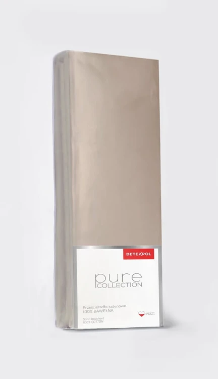 Prześcieradło satynowe BEZ GUMKI PURE 160cm x 200cm taupe