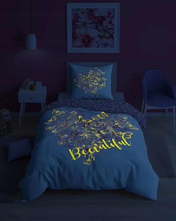 Pościel FLUO kołdra140cm x 200cm + 1 x poduszka 70cm x 80cm KWIATY