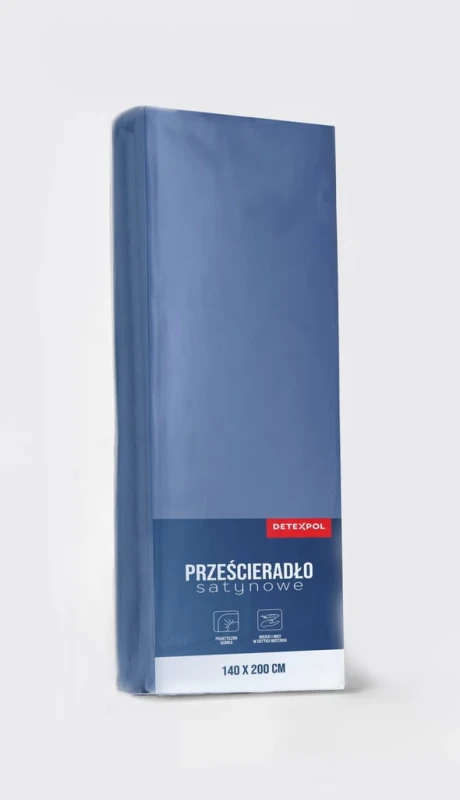 Prześcieradło satynowe z gumką 120cm x 200cm NIEBIESKI