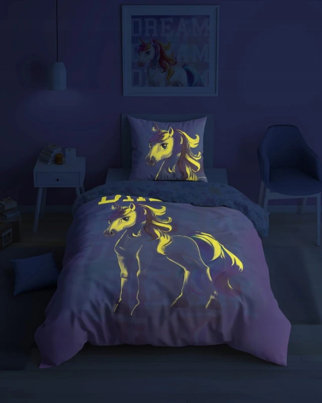 Pościel FLUO kołdra160cm x 200cm + 1 x poduszka 70cm x 80cm jednorożec