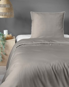 Pościel GŁADKA MAKOSATYNA kołdra 160cmx200cm + 2xpoduszka 70cmx80cm BEŻ