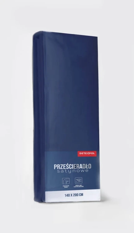 Prześcieradło satynowe z gumką 140cm x 200cm GRANATOWY