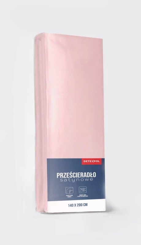 Prześcieradło satynowe z gumką 140cm x 200cm JASNY RÓŻOWY