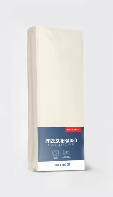 Prześcieradło satynowe z gumką 160cm x 200cm ECRU