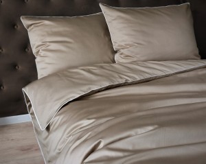 Pościel GŁADKA MAKOSATYNA kołdra 220cmx200cm + 2xpoduszka 70cmx80cm TAUPE