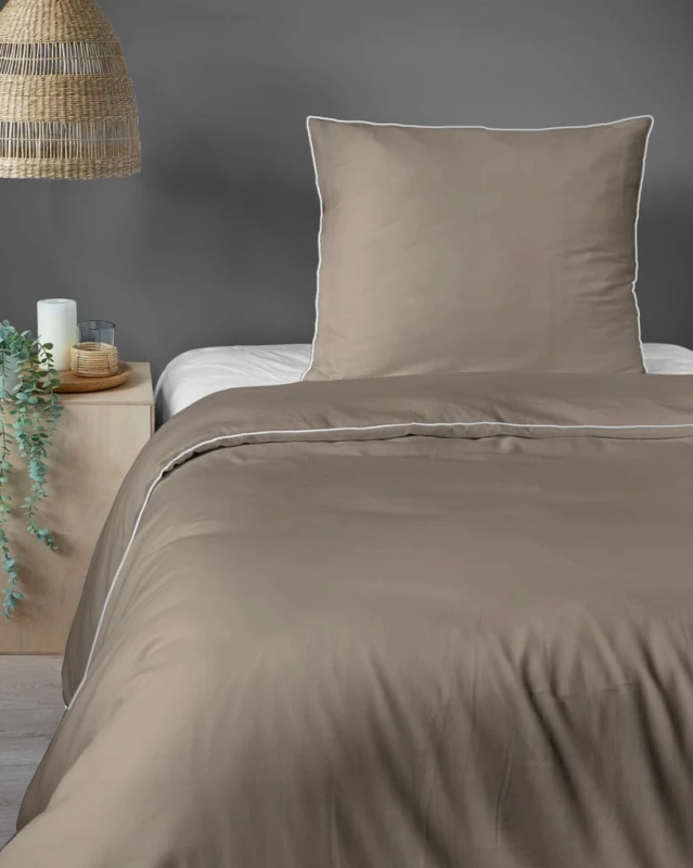 Pościel GŁADKA MAKOSATYNA kołdra 220cmx200cm + 2xpoduszka 70cmx80cm TAUPE
