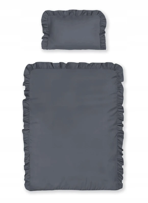 Pościel niemowlęca Bawełniana 90X120 cm Jednokolorowa z falbanką TAUPE