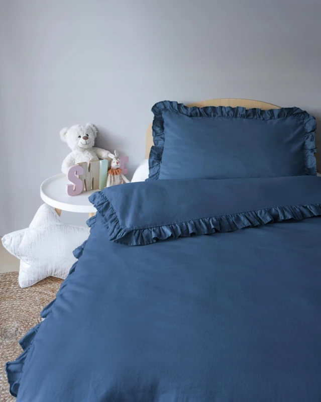 Pościel niemowlęca Bawełniana 100 x 135 cm Jednokolorowa z falbanką DENIM