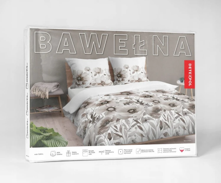 Pościel BAWEŁNA, kołdra 160cm x 200cm + 2x poduszka 70cm x 80cm KWIATY