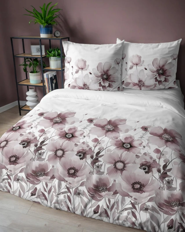 Pościel BAWEŁNA, kołdra 160cm x 200cm + 2x poduszka 70cm x 80cm KWIATY