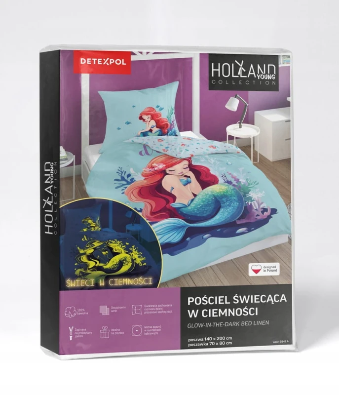 Pościel FLUO kołdra160cm x 200cm + 1 x poduszka 70cm x 80cm SYRENKA