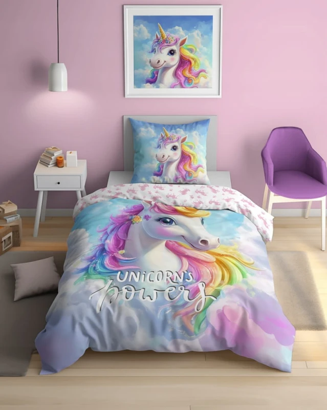 Pościel FLUO kołdra160cm x 200cm + 1 x poduszka 70cm x 80cm JEDNOROŻEC