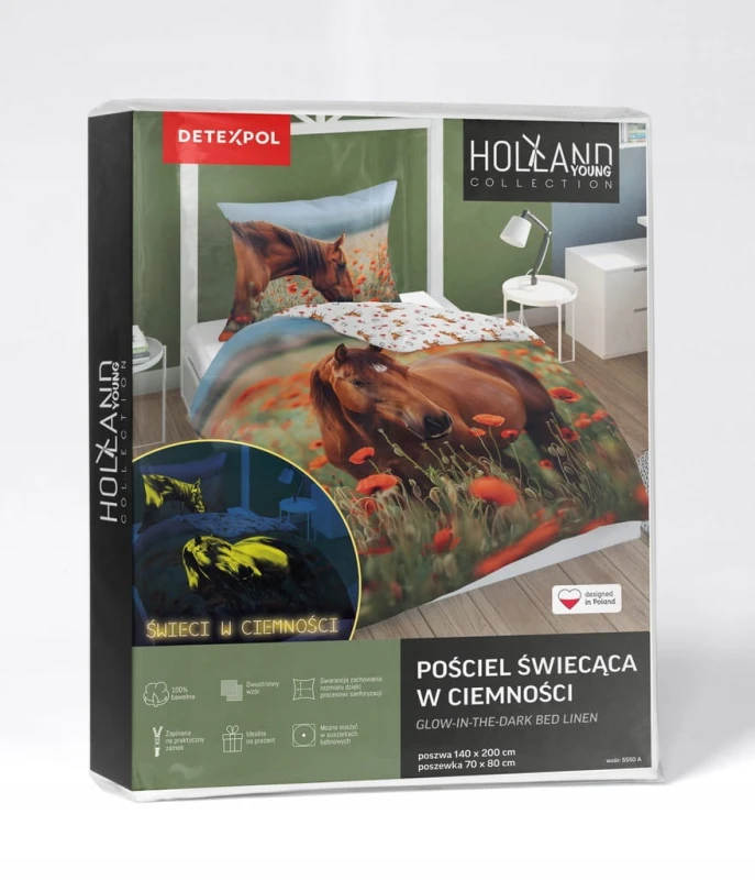 Pościel FLUO kołdra160cm x 200cm + 1 x poduszka 70cm x 80cm KOŃ