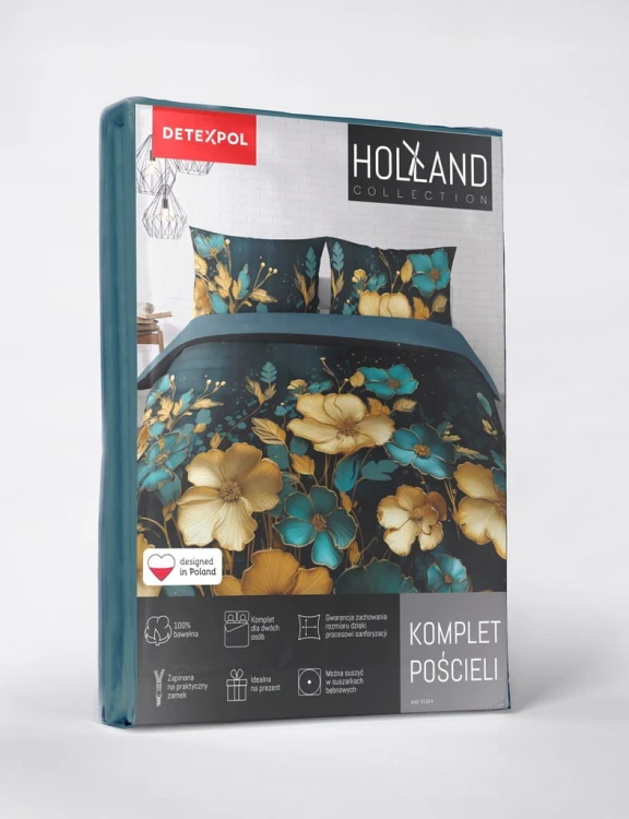 Pościel BAWEŁNA kołdra 220cm x 200cm + 2 x poduszka 70cm x 80cm KWIATY