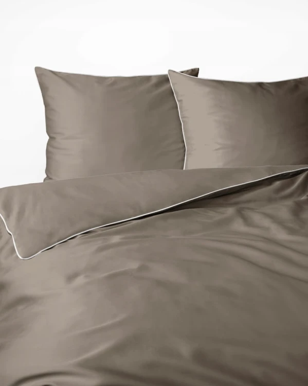 Pościel GŁADKA MAKOSATYNA kołdra 180cmx200cm + 2xpoduszka 70cmx80cm TAUPE