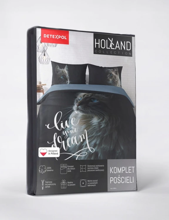Pościel BAWEŁNA kołdra 160cm x 200cm + 2 x poduszka 70cm x 80cm KOT