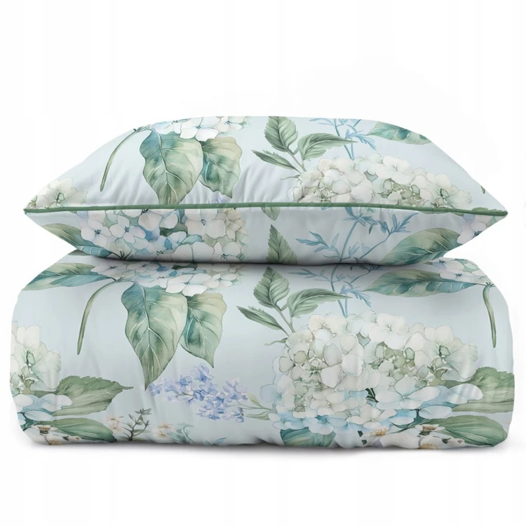 Pościel bawełniana 220x200 Perkal + 2x 70x80 Kwiaty Komplet Premium