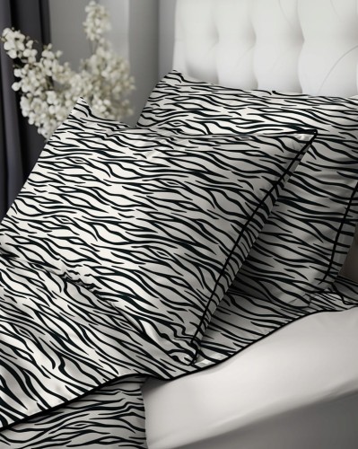 Pościel bawełniana perkal 220x200 + 2x 70x80 komplet premium wzór zebra