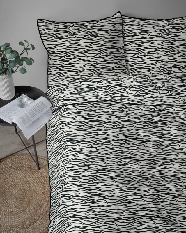 Pościel bawełna, Perkal, kołdra 160cmx200cm + 2x poduszka70cmx80cm, zebra