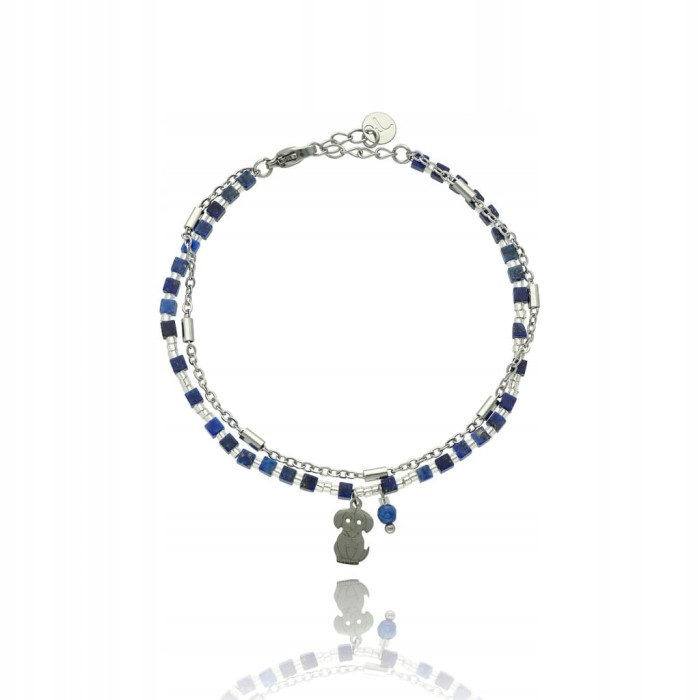Delikatna bransoletka ze stali szlachetnej z naturalnym lapis lazuli Yvon