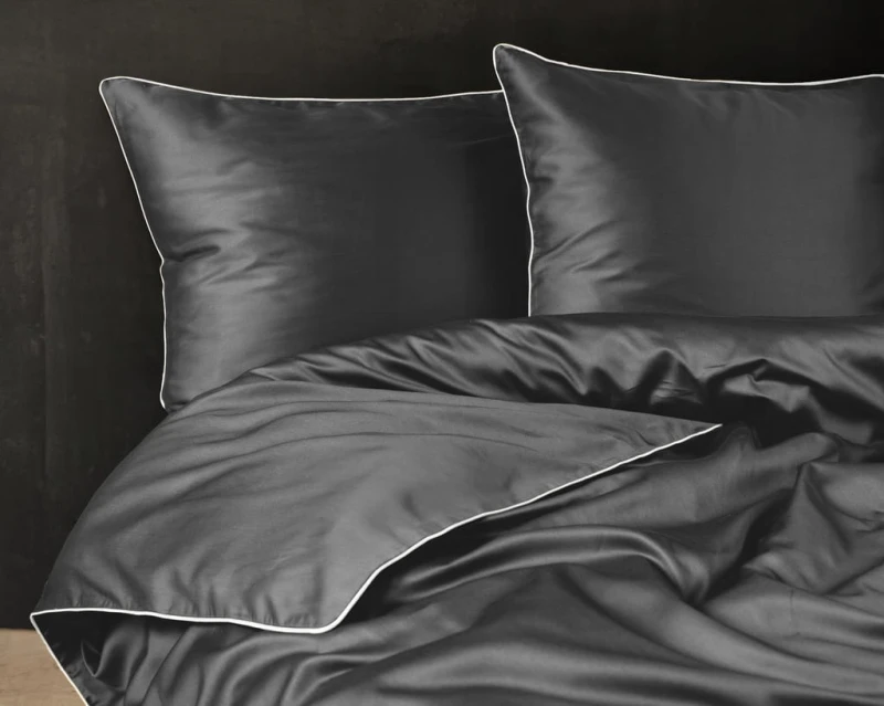 Pościel premium makosatyna 140x200 + 70x80 ciemnoszara bawełna 100%