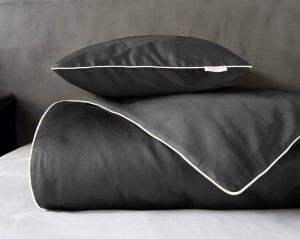 Pościel premium makosatyna 140x200 + 70x80 ciemnoszara bawełna 100%