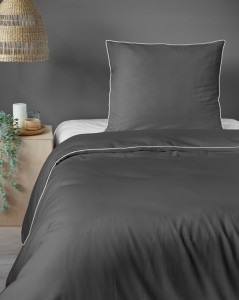 Pościel premium makosatyna 140x200 + 70x80 ciemnoszara bawełna 100%